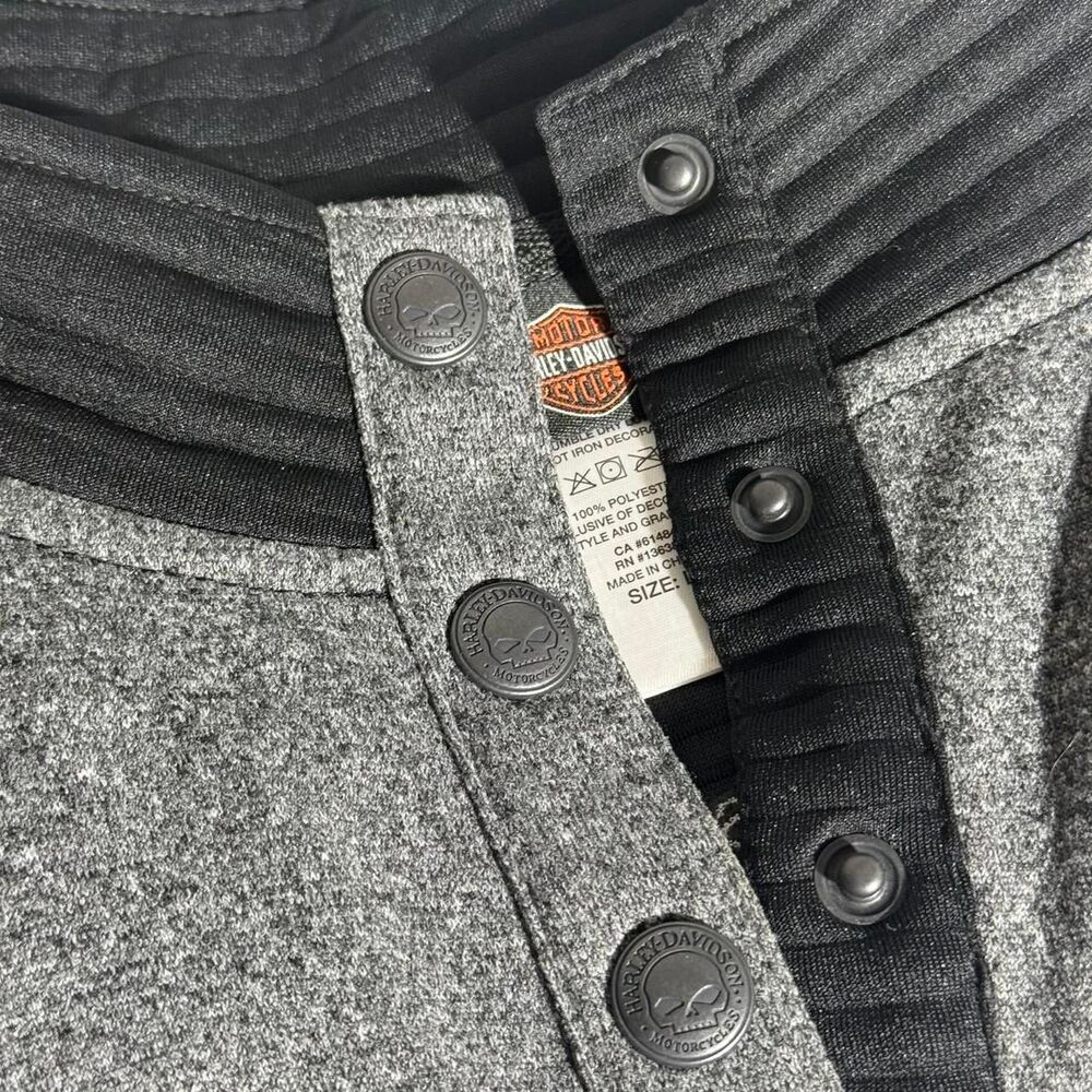 Harley Davidson men's charcoal and black 1/4 snap-up athletic sweatshirt Size L - Picture 7 of 7